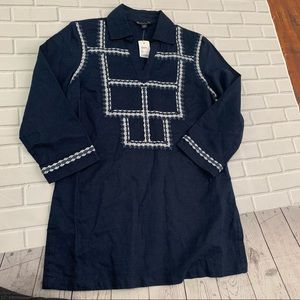 Brooks Brothers tunic linen embroidery many XS